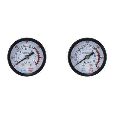 2 PCS Air Pressure Gauge G1/4 Inch Center Back Mount Compressor 2 Inch