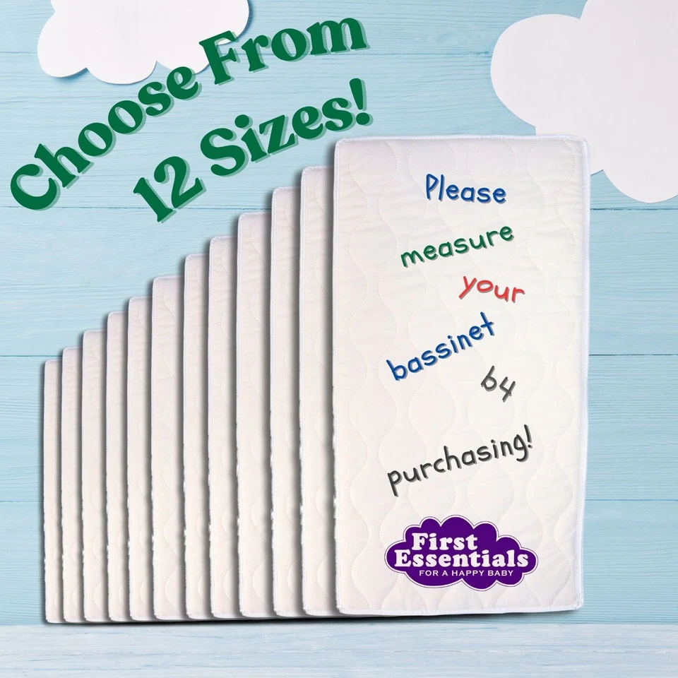 First Essentials Baby Bassinet Cradle Mattress Oblong *12 SIZES* Foam Waterproof - Image 4 of 4