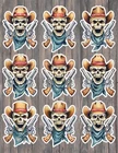 Cowboy Skull Western Vinyl Stickers Set Scrapbooking Laptop Water Bottle
