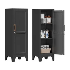 Pantry Cabinet, Kitchen Pantry Storage Cabinet with Handle & Adjustable Shelves