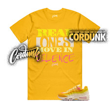 Air Max 95 Sunshine University Gold Big Bubble Pink Foam T Shirt Match REAL