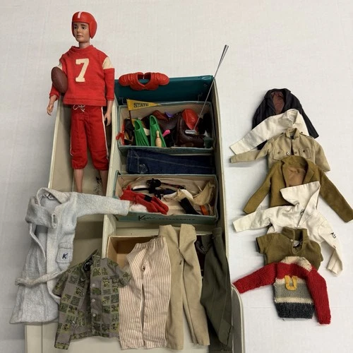 Vtg 1961 Flocked Ken Doll Lot #799 Touchdown #785 Dreamboat 1962 Case Mattel