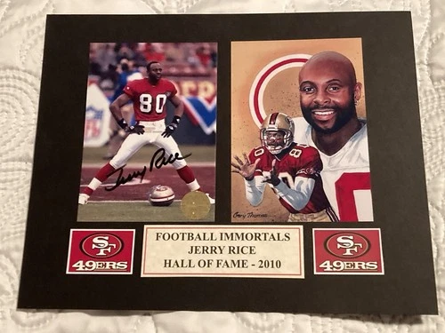 Jerry Rice Autographed signed 5x7 Photo In a 8x10 Matt with COA.HOF