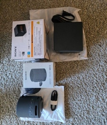 Sony XB100 Portable Bluetooth Speaker & ICF-C1 FM/AM Alarm Clock Radio Black