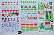 3 sheets from booklet stickers Valentine St Patrick's Day shamrock Irish heart