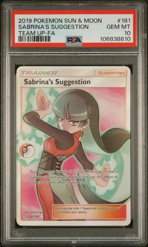 2019 Pokemon Sun & Moon Team Up Sabrina's Suggestion PSA 10 #181