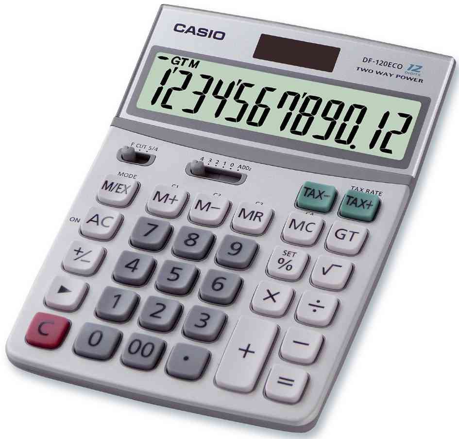 Calculatrice CASIO DF-120 ECO de bureau à 12 chiffres pour calculs professionnels