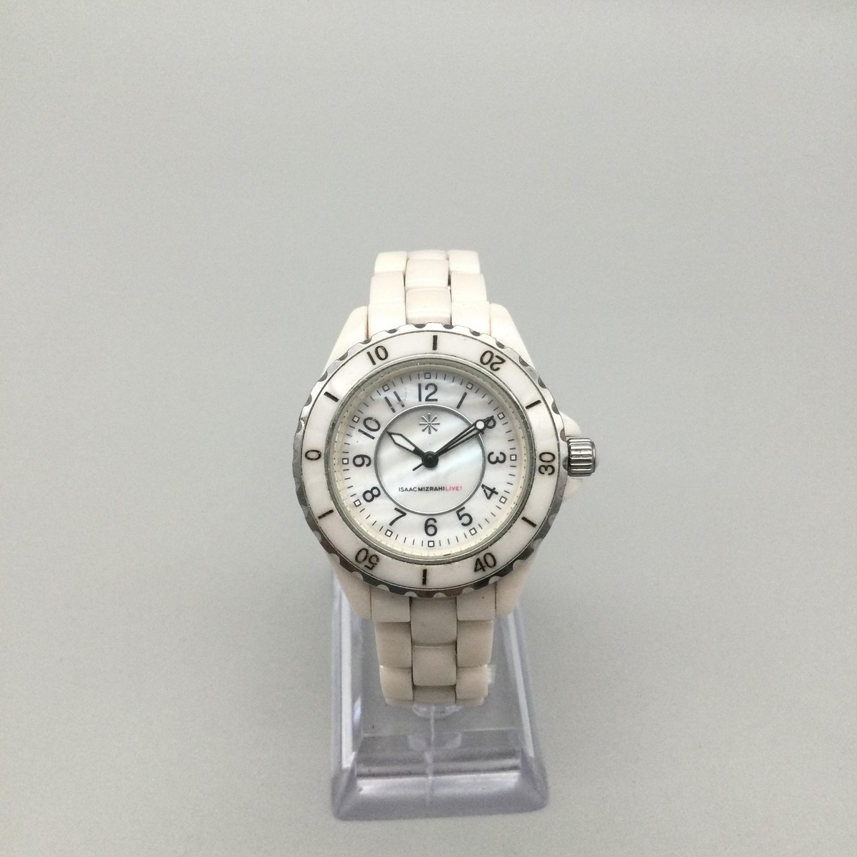 Isaac Mizrahi Live Womens Watch 34mm MOP Dial Ceramic Bracelet New