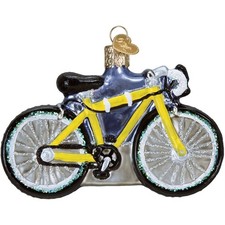 Old World Christmas Yellow Road Bike Bicycle Glass Ornament FREE BOX 46067 New