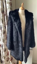 Ruby & Ed Black Faux Fur Coat Size 10-12 Very Good Condition