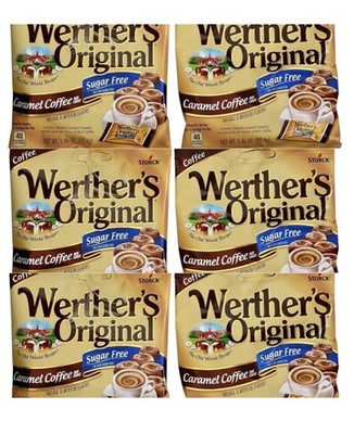 6 Werthers Original Caramel Coffee Hard Candy SUGAR FREE 1.46 oz Bags Creamy