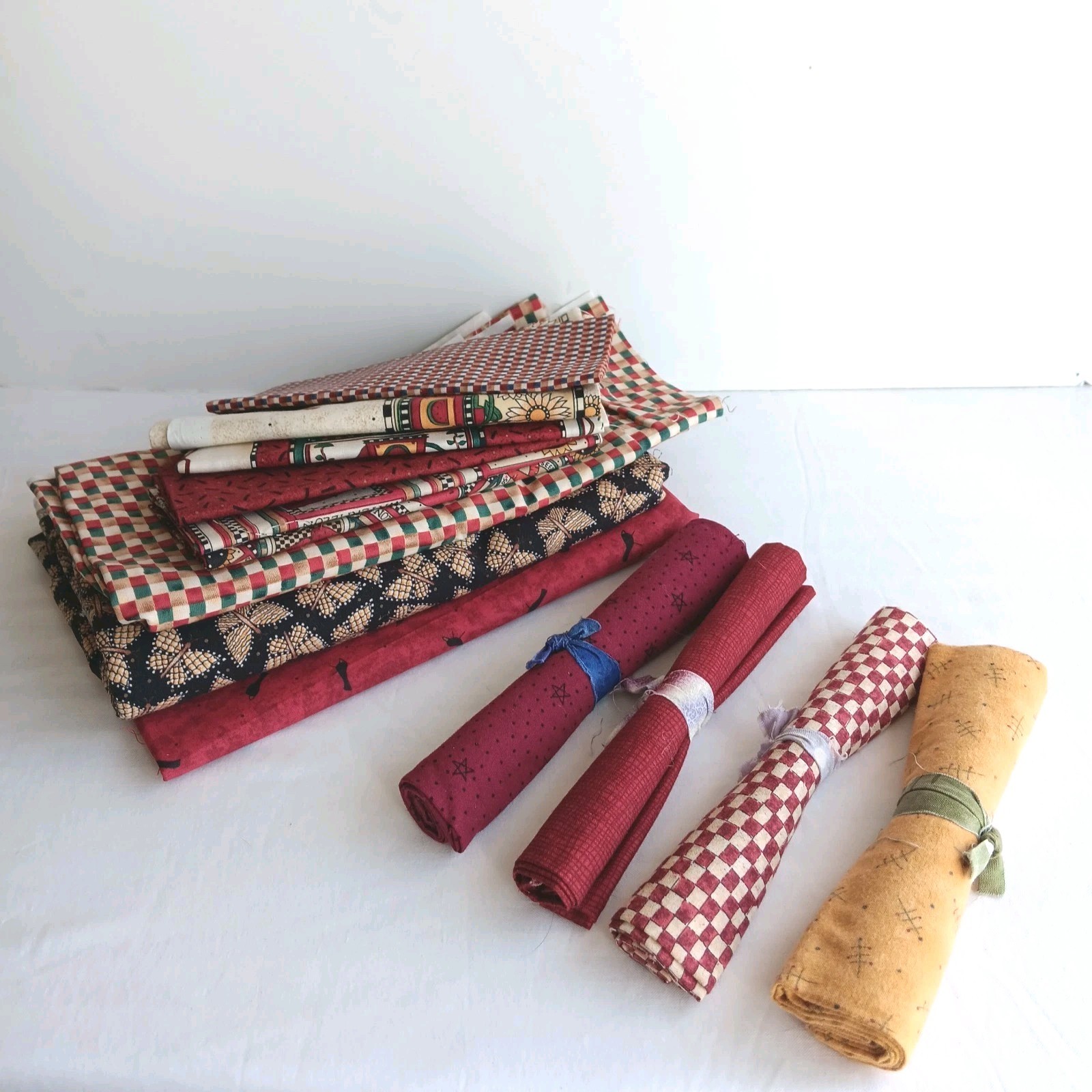 DEBBIE MUMM Fabric Lot Countrycore Butterflies Crows Checks Vintage 90s