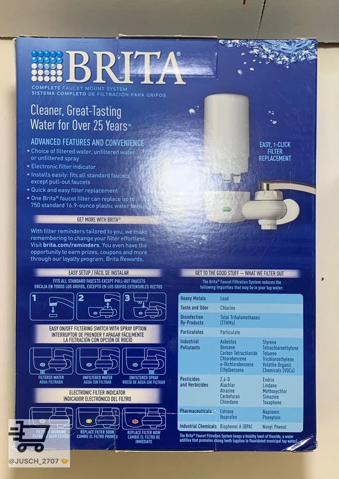BRITA Faucet Mount WATER FILTRATION SYSTEM FILTER + 2 Filters Lot - New Open Box - Image 2 of 4