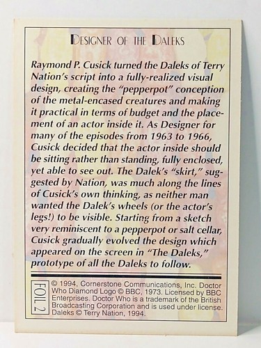 1994 Doctor Who Series 2 Chase Trading Cards~Cornerstone-Your Choice or Set of 6 - Picture 8 of 17