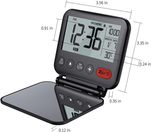 Mini Digital Travel Alarm Clock /w Light Date Calendar Temperature Snooze LCD - Picture 13 of 13