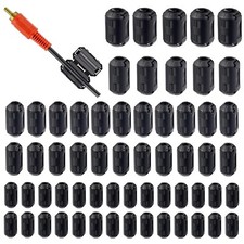 60 Pcs Black Clip-on Ferrite Ring Core RFI EMI Noise Suppressor Cable Clip fo...