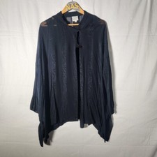 Vintage Boho Navy Micro Mesh Masai Jacket Size Large Sheer Over-sized