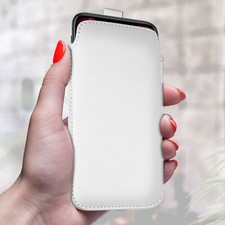 PU Leather Pull Tab Flip Case Cover Pouch For Various Mobile Phones - White (L)
