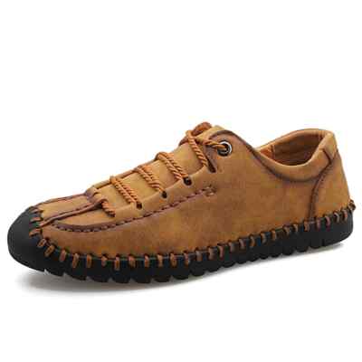 Comfort Men Leather Casual Shoes Handmade Soft Loafers Non-slip Flat Sneakers