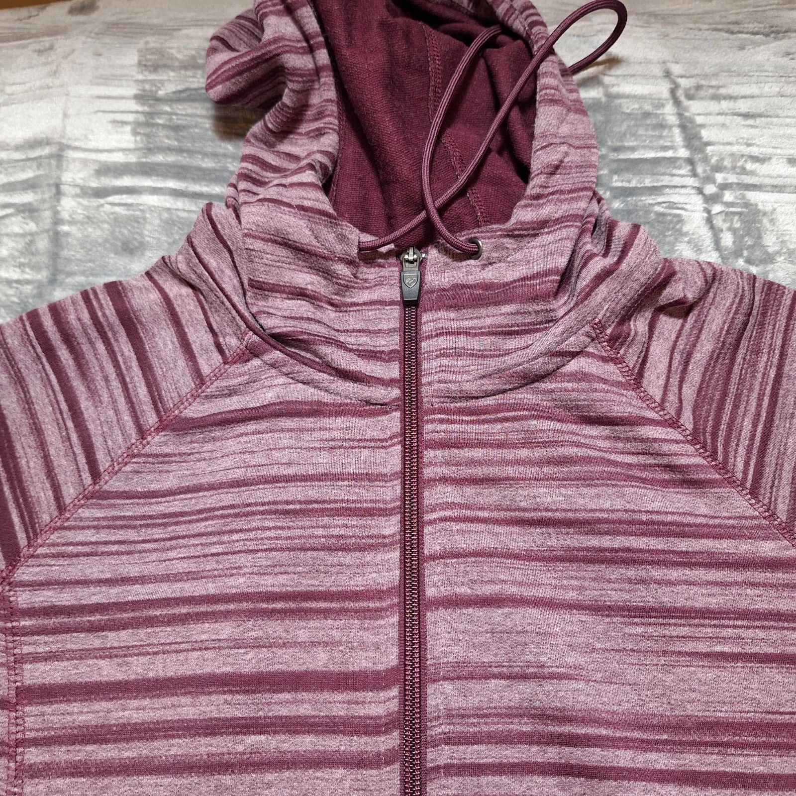 VETEMENTS Giacca con cappuccio e zip intera KUHL taglia S marrone malva activewear elasticizzata fori per pollice