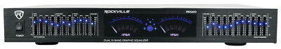 Rockville Audio REQ20 Dual 10 Band Home Theater Equalizer Graphic EQ w/VU Meters