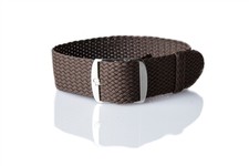 Walnut Perlon Braided Woven Watch Strap/Band With Stainless Steel Buckle 22mm