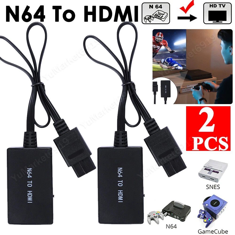2PCS N64 To HDMI Converter Adapter 1080P HD Link Cable for