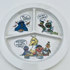 Sesame Street Children's Divided Plate 1980s Muppets Inc Vintage Kids Plastic
