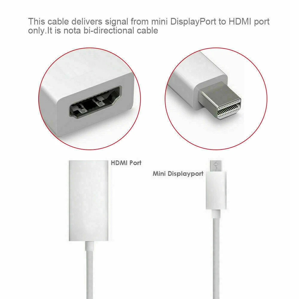 Mini Display Port DP Thunderbolt to HDMI Adapter Cable For Macbook Pro Air Mac - Image 3 of 4