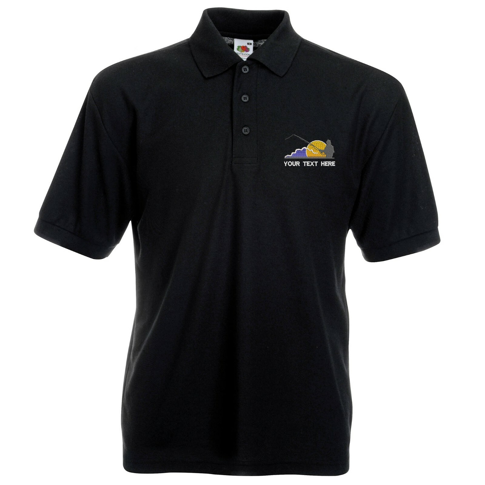 Fishing polo shirt with customised logo! Back print also available