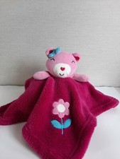 Baby Gear Hot Pink Bear Lovey Lovie Security Blanket Girl Plush Flower 15" x 15"