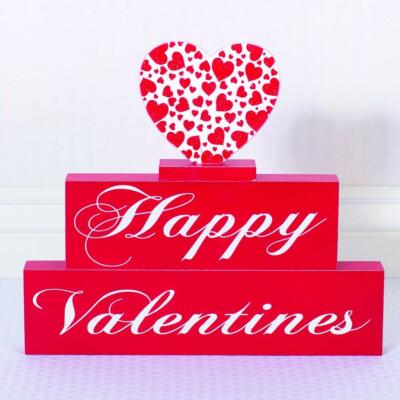 Adams Valentine Decor - Happy Valentines Wood Heart Blocks | eBay Adams Valentine Decor - Happy Valentines Wood Heart Blocks | eBay