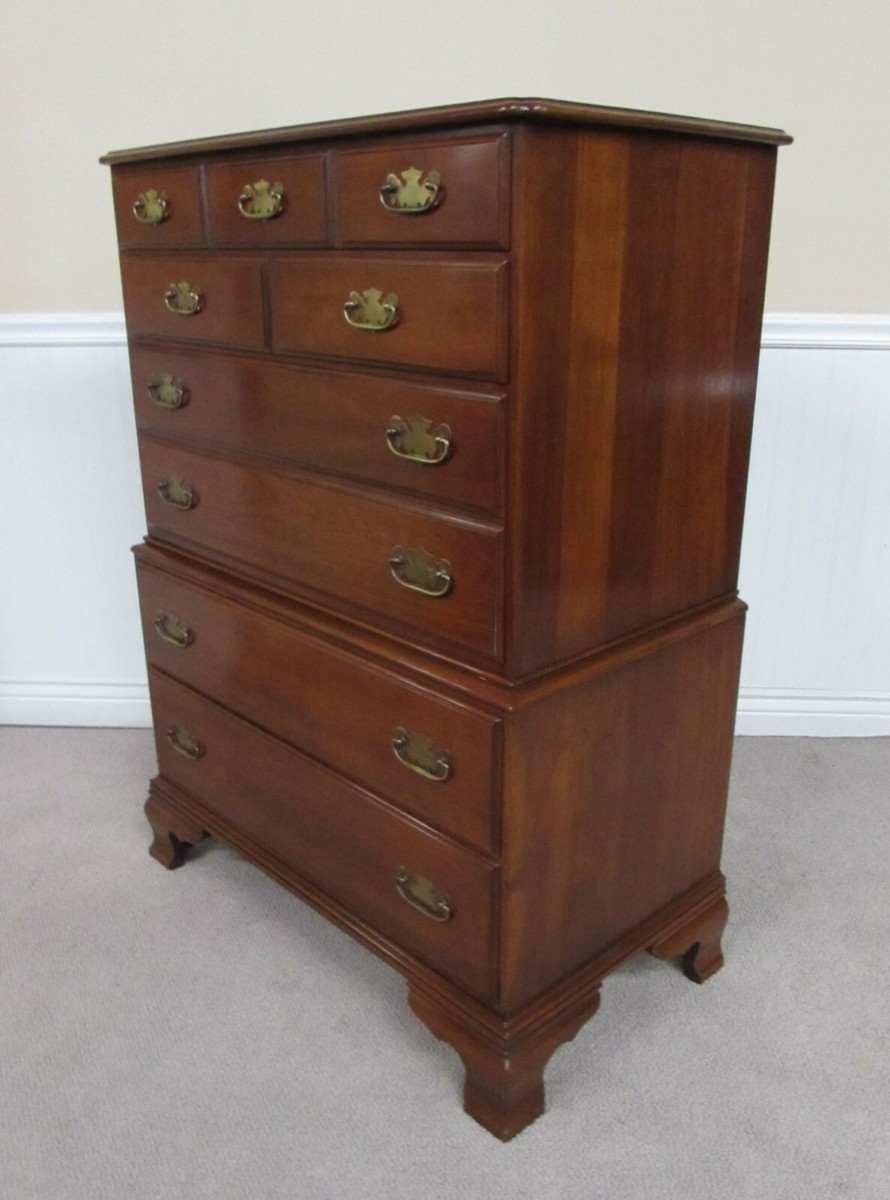 VINTAGE STATTON CUMBERLAND CHERRY CHEST ON CHEST, 5 DRAWER HIGH DRESSER |  eBay