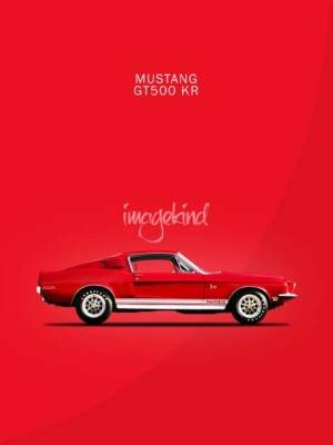 Poster - Mustang Shelby GT500 KR, Minimal Modern Classic Car Pop Art, 4 Sizes