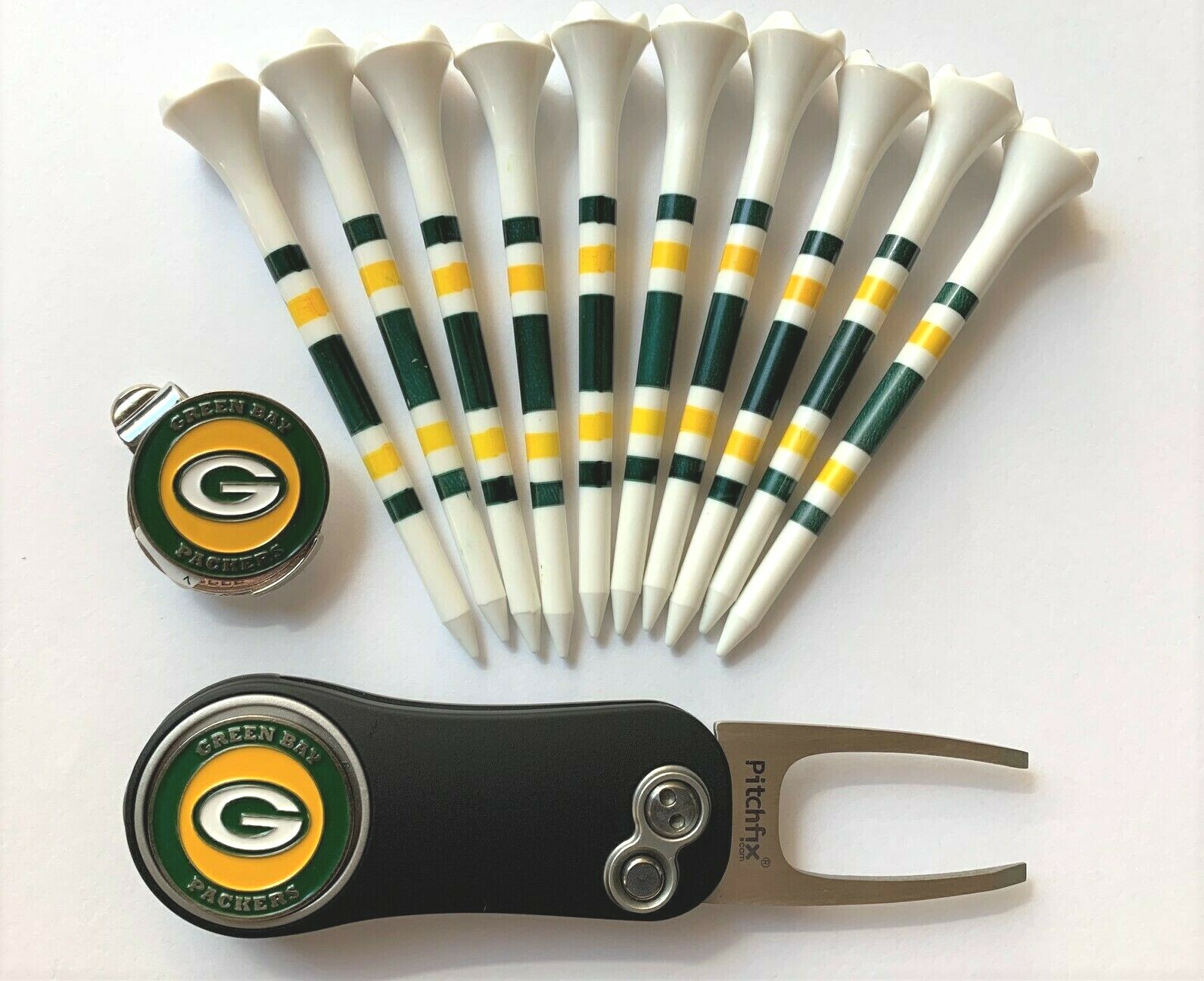 Green Bay Packers Golf Gift Pack Pitchfix Divot Tool Ball Markers