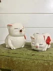 Vintage MCM SHAWNEE? Pottery Ceramic Set of PIG Creamer & Sugar Bowl USA