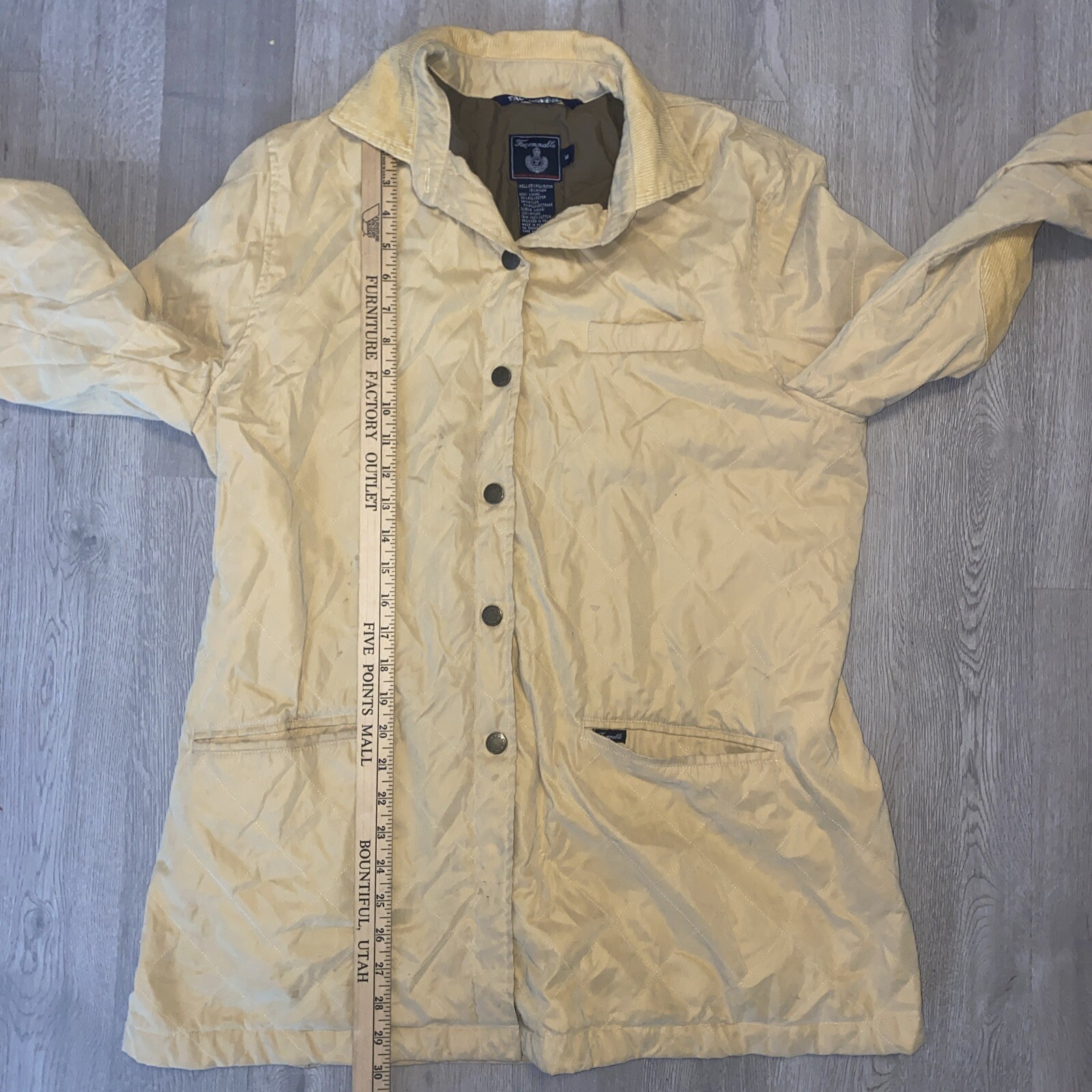 Facconable Qulted Jacket Medium Yellow Snap Butto… - image 10