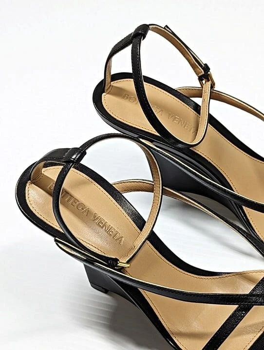 Sandali neri Bottega Veneta elasticizzati zeppa da donna neri taglia 38 5 prezzo al dettaglio al dettaglio $1.100