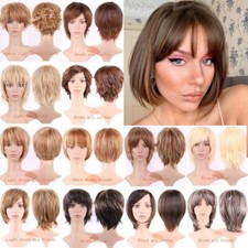 US Lady Girl Bob Wig Women's Short Straight Bangs Full Hair Wigs Cosplay Party