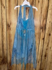 Teal Lyrical Contemporary Dance Costume Youth Small Halter Mesh Overlay w Shorts