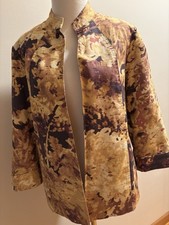 Coldwater Creek Cotton Open Front Jacket Blazer Multi Color Beige Plum, Small