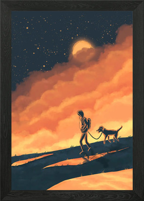 Der Spaziergang durch den Mond Gerahmtes Wandbild Poster Leinwanddruck Bild