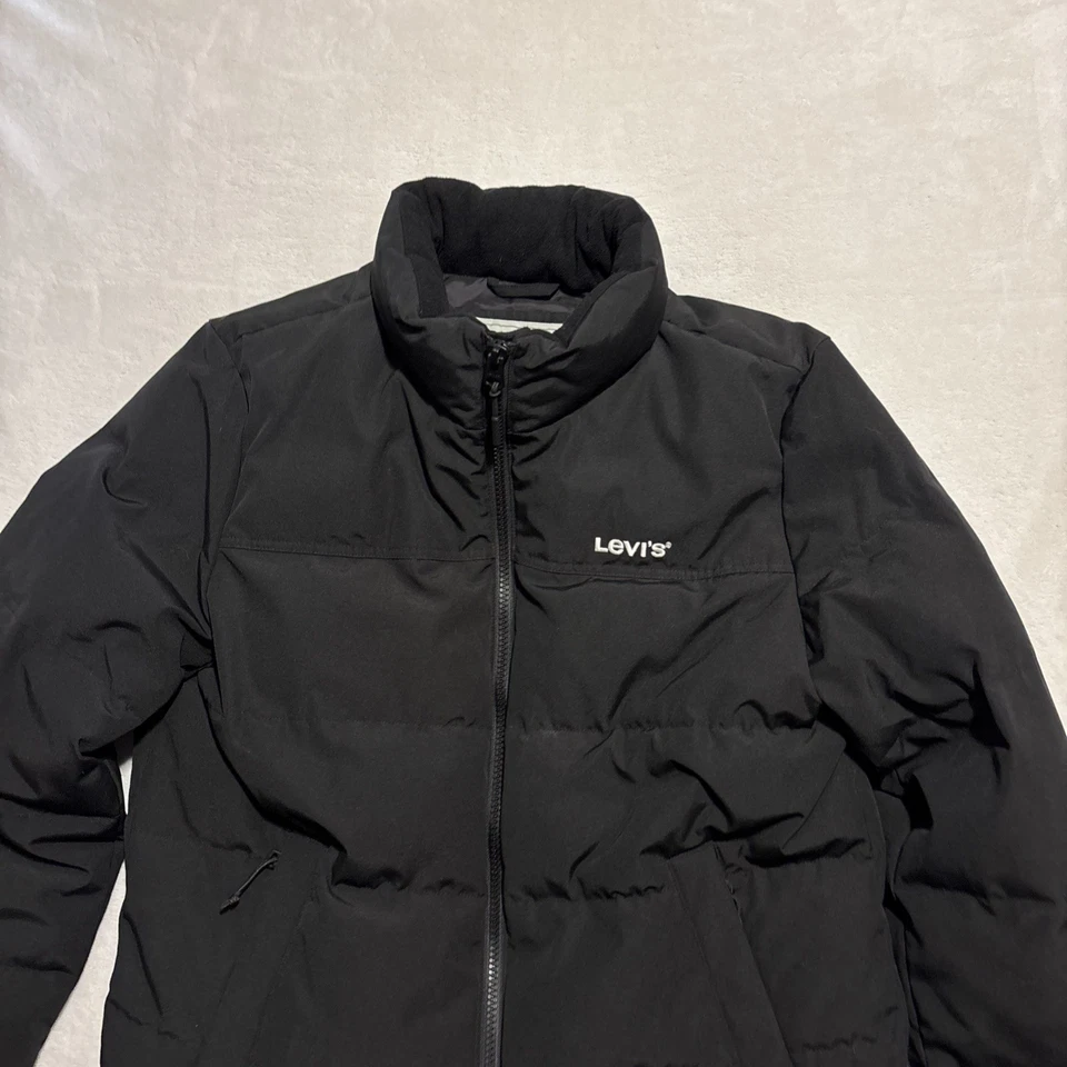 Levi's Winter Puffer Jacket Adult Size Large Black Embroidery Logo - Image 2 of 4
