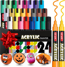 SFAIH Halloween Acrylic Creative Markers - 24 Colors 3Mm Replaceable Nibs, Ultra