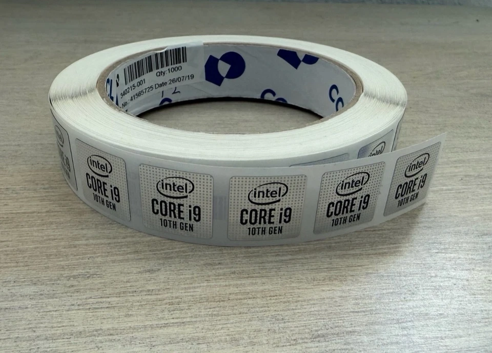 Bulk Roll Intel CORE i9 10th GEN Computer Sticker Logo Decal 18mm Silver - Image 2 of 3