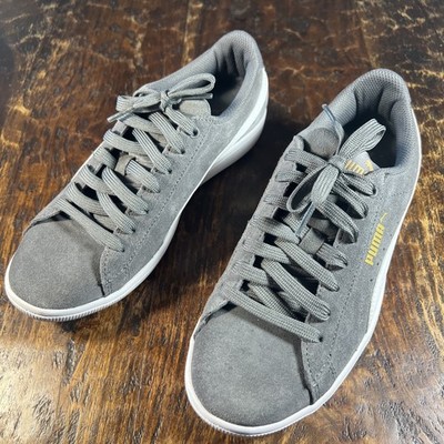 PUMA Women's Size 7 Gray Suede Soft Foam Logo Casual Lifestyle Sneakers EUC