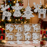 24Pcs HolzanhäNger Weihnachten Holz Engel Rentiere HolzanhäNger Weihnachtsbaum W