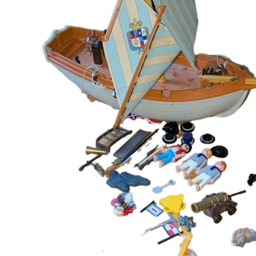 Vintage PLAYMOBILE Ship English Schooner Incomplete As Is  1991 W/Accessories