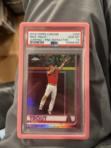 2019 Topps Chrome Refractor #200 Mike Trout Jumping PSA 10 Gem Mint Angels