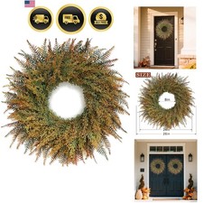 26" Large Artificial Fern Leaves Fall Wreath for Front Door Orange-Green